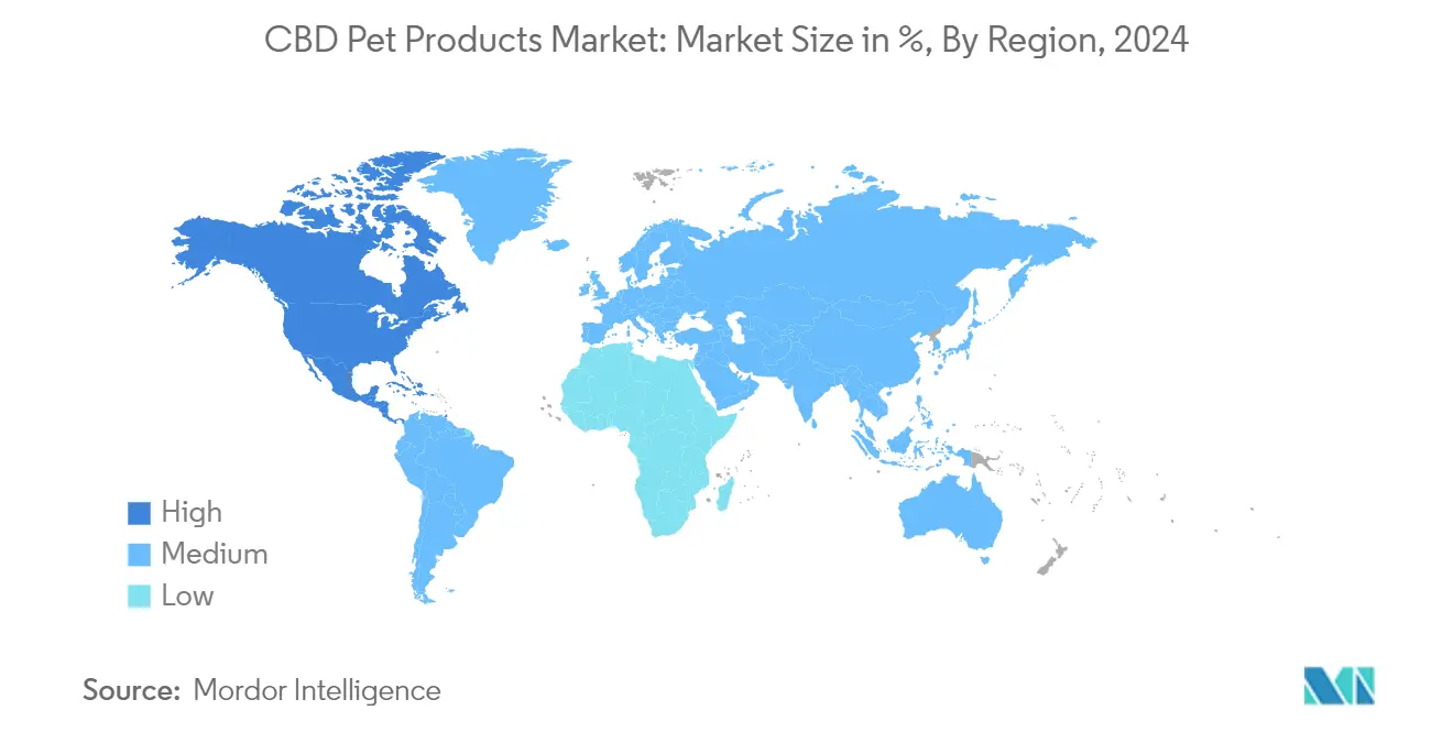 CBD Pet Products Market: Market Size in %, By Region, 2024