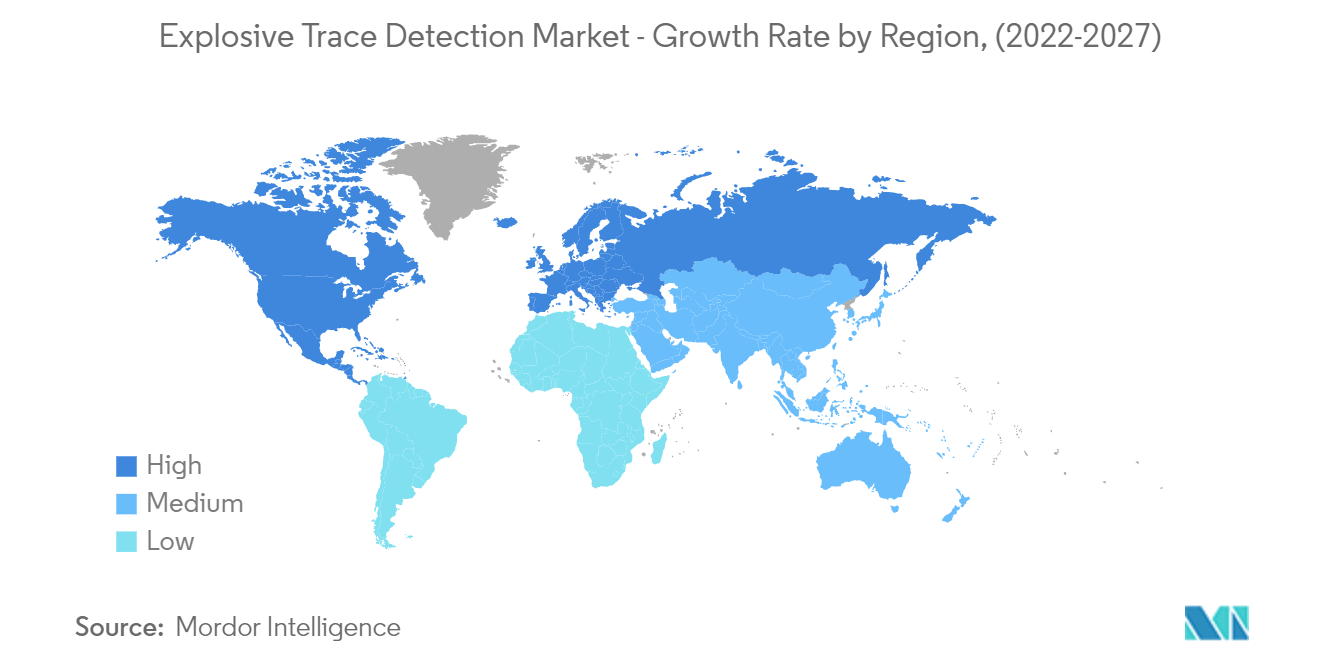 Explosive Trace Detection Market Trends Explosive Trace Detection Market - Growth Rate by Region, (2022-2027)