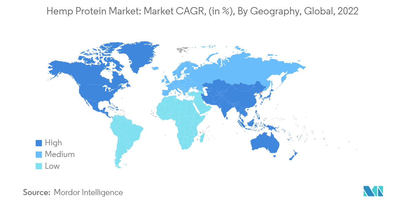 Hemp Protein Market Trends : Hemp Protein Market: Market CAGR, (in %), By Geography, Global, 2022