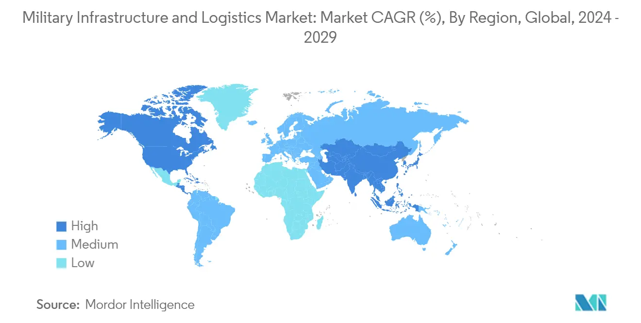 Military Infrastructure And Logistics Market Trends Military Infrastructure and Logistics Market: Market CAGR (%), By Region, Global