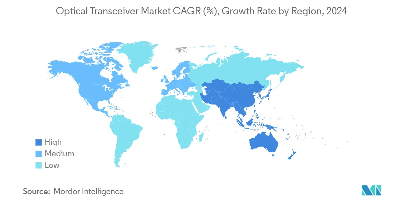 Market Analysis of Optical Transceiver Market: Forecasted Growth Rate by Region