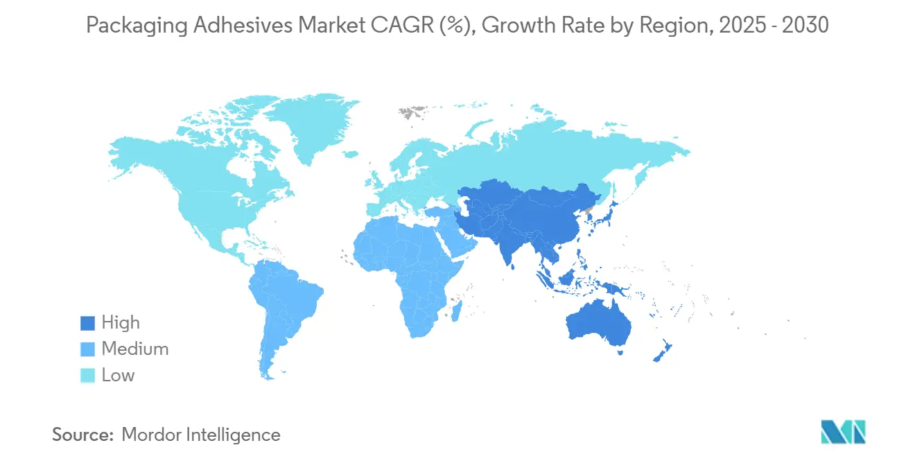 Packaging Adhesives Market CAGR (%), Growth Rate by Region