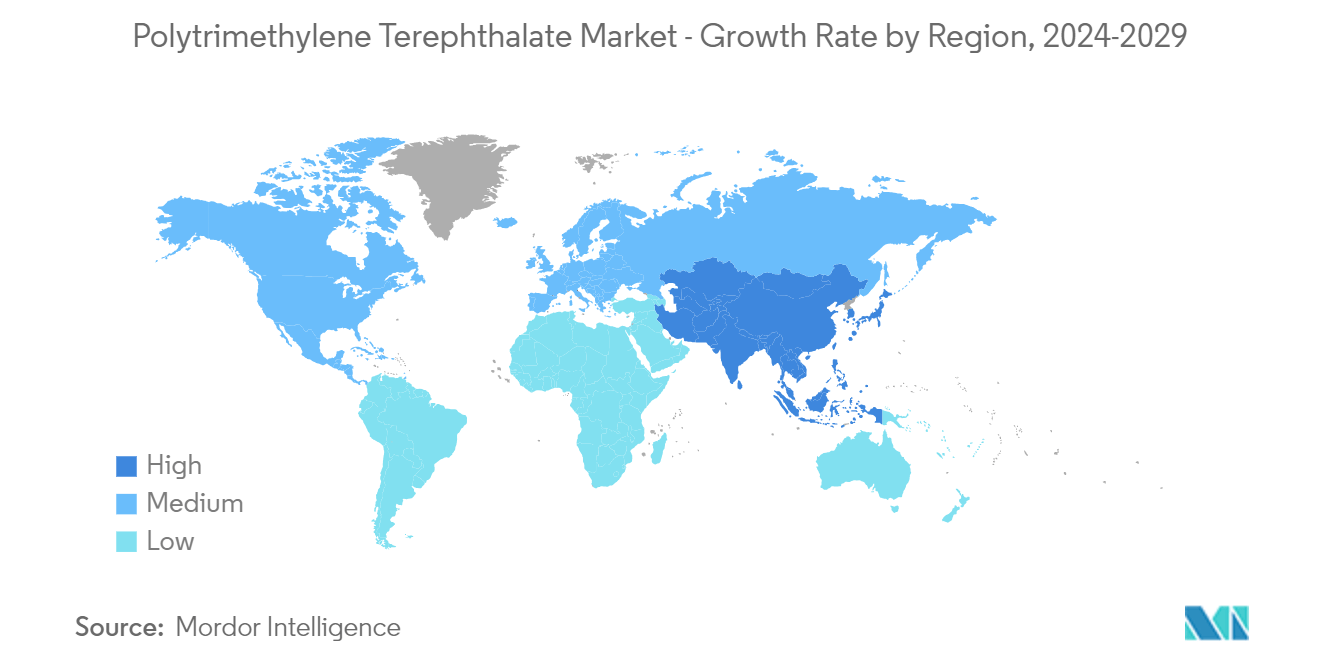 Polytrimethylene Terephthalate Market Trends Polytrimethylene Terephthalate Market - Growth Rate by Region, 2024-2029